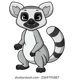 Cute lemur cartoon on white background