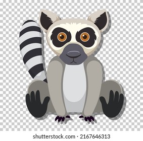 Cute lemur in flat cartoon style illustration