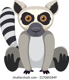 Cute lemur in flat style isolated illustration