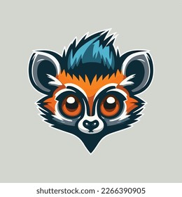 Cute Lemur head Vector Logo Icon Sports Mascot flat illustration