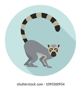 Cute lemur on blue background. Vector illustration.