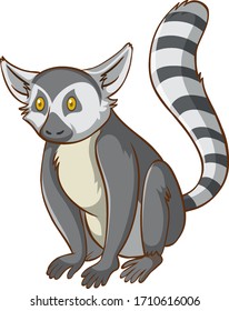 Cute lemur on white background illustration