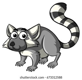 Cute lemur on white background illustration