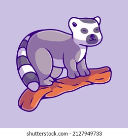 cute lemur sit on tree branch illustration suitable for mascot sticker and t-shirt design