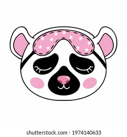 Cute lemur in a sleep mask. Vector illustration with animals in the doodle style.