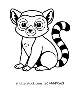 Lindo Vector de Lémur Esquema de la Selva para colorear Página