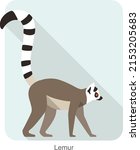 Cute lemur walking on the ground, vector illustration