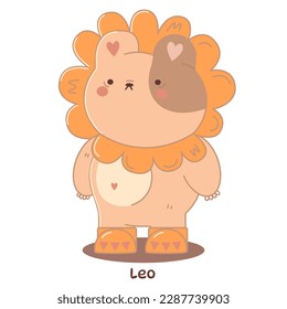 Cute Leo sign of the zodiac,bear zodiac,Astrological Sign.Bear horoscope.Zodiac of pets.isolated on a white back