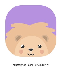 cute leo in a square. child and book illustration.  toys, packaging, design
