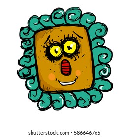 Cute leon vector sketch. Cartoon illustration.