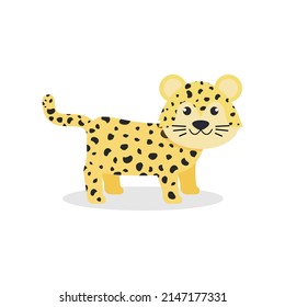 Cute leopard. Animal of Africa. Vector illustration in a flat style. Eps 10