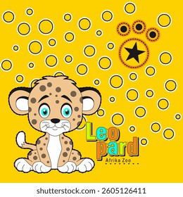 Cute leopard animal cartoon, Flat Vector Illustration