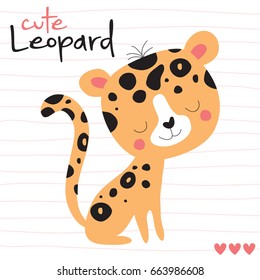 cute leopard animal t-shirt design vector illustration