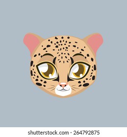 Cute leopard avatar with flat colors