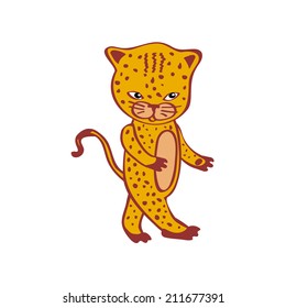 Cute leopard cartoon Cheetah vector Hand-drawn 