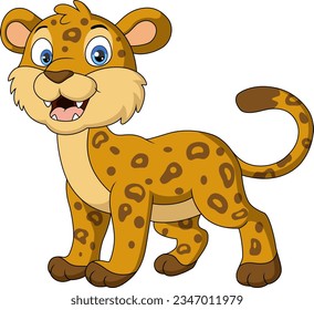 Cute leopard cartoon isolated on white background