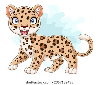 Cute leopard cartoon isolated on white background