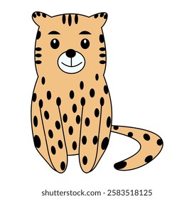 Cute leopard character with spotted fur. Vector illustration.