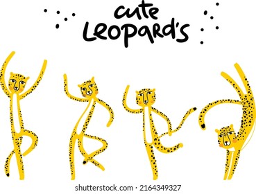 Cute leopard character, summer illustration for kids