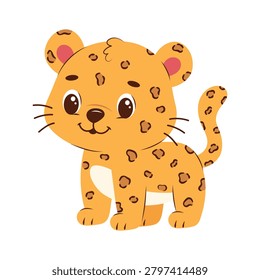 Cute Leopard Cub Cartoon Animal, Baby Cheetah Flat Vector Character Illustration