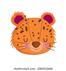 cute leopard face cartoon isolated