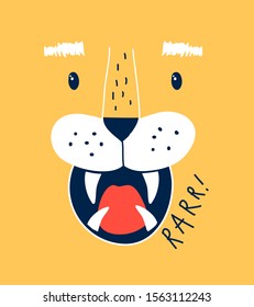 Cute leopard face hand drawing illustration vector.
