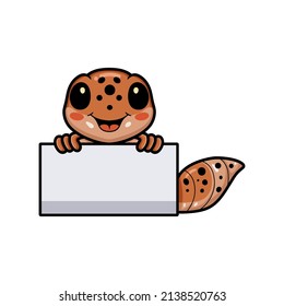 Cute leopard gecko cartoon with blank sign