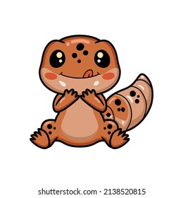 Cute leopard gecko cartoon sitting