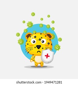 The cute leopard has a virus