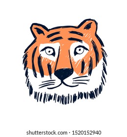 Cute leopard head hand drawing illustration vector.