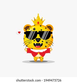 Cute leopard king vector design