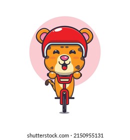 cute leopard mascot cartoon character ride on bicycle