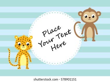 cute leopard and monkey message card