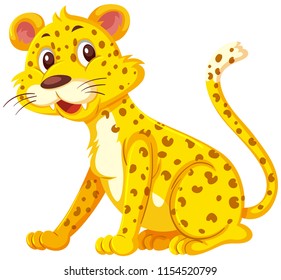 Cute leopard on white background illustration