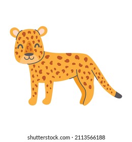 El leopardo blanco sobre un fondo blanco. Ilustración infantil vectorial