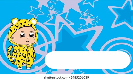 cute leopard pajama kid cartoon background in vector format