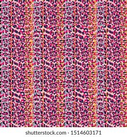 Cute leopard seamless pattern with pink colors theme. Vector illustration colorful trendy background vector illustration for fashion textile print.