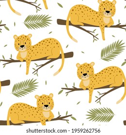 Cute leopard seamless pattern print design. Vector illustration design for fashion fabrics, textile graphics, prints.