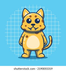 Cute leopard standing vector illustration. Flat cartoon style.