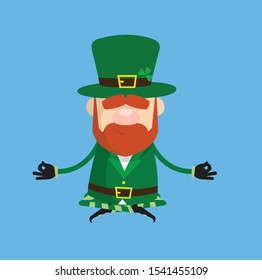 Cute Leprechaun Cartoon - Doing Meditation