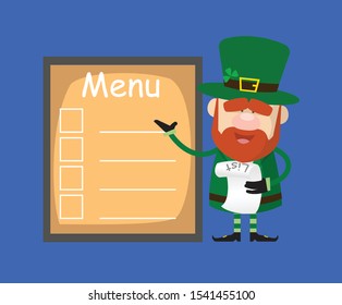 Cute Leprechaun Cartoon - Presenting Menu List