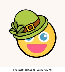 Cute Leprechaun - Cartoon Smiley Vector Face