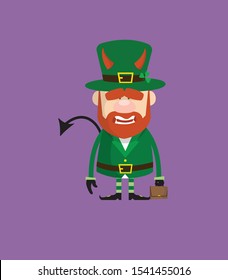 Cute Leprechaun Cartoon - Standing in Angry Mood