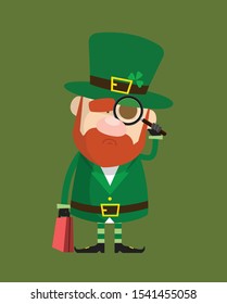 Dibujo de Cute Leprechaun - Mirando con amplificador