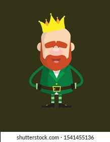 Cute Leprechaun Cartoon - Wearing a Crown Vector