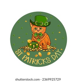 Cute leprechaun cat. St. Patrick's Day. For printing on a label, print, logo, blank for a designer.