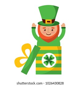 cute leprechaun in gift box surprise celebration
