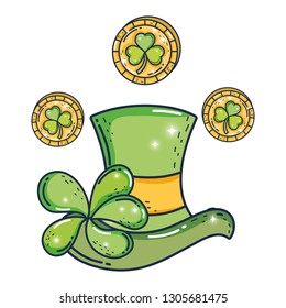 cute leprechaun hat with clovers coins