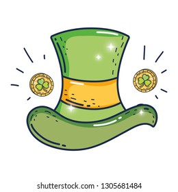 cute leprechaun hat with clovers coins