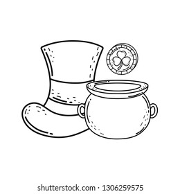 cute leprechaun hat with clovers coins